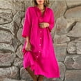 thumbnail image 1 of Turilly Fashion Women AutumnSolid Causal Turndown Collar Long Sleeve Vacation Button Dress, 1 of 6