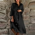 thumbnail image 1 of Turilly Fashion Women AutumnSolid Causal Turndown Collar Long Sleeve Vacation Button Dress, 1 of 6
