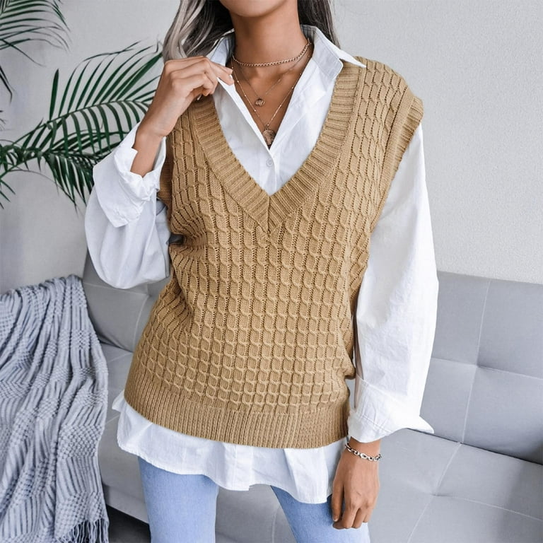 Turilly Fashion Women Casual V-Neck Hollow Diamond Knitted Vest Sweater Vest Turilly Fashion Women Casual V-Neck Hollow Diamond Knitted Vest Sweater Vest