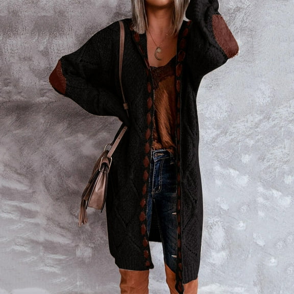 Turilly Fashion Women Long Sleeve Casual Long Cardigan Coat Sweater Outerwear