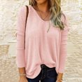 thumbnail image 1 of Turilly Fashion Women Long Sleeve V-Neck Pullover Solid Color Casual Blouse Tops, 1 of 8