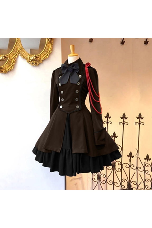 Fashion Women Vintage Gothic Court Collar Patchwork Princess Dress