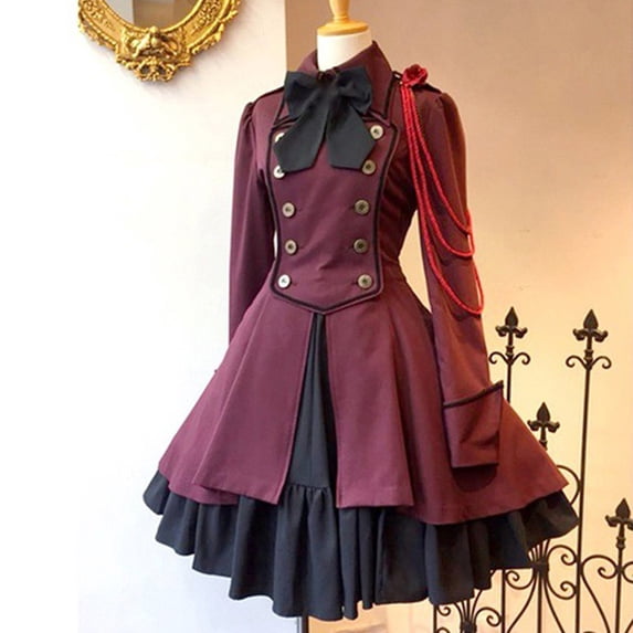 Turilly Fashion Women Vintage Gothic Court Collar Patchwork Princess Dress