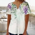 thumbnail image 1 of Turilly Fashion Women's Casual Printed V-neck Button Fold Short Seeved Top Blouse, 1 of 4