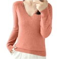 thumbnail image 1 of Turilly Fashion Women's Casual Sweaters V-Neck Solid Color Loose Base Knitted Sweater, 1 of 5