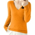 thumbnail image 1 of Turilly Fashion Women's Casual Sweaters V-Neck Solid Color Loose Base Knitted Sweater, 1 of 5