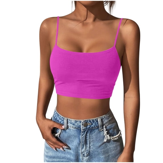 Turilly Fashion Women's Summer Sleeveless Tops U-Neck Solid Color Camisole Tank Spaghetti Top