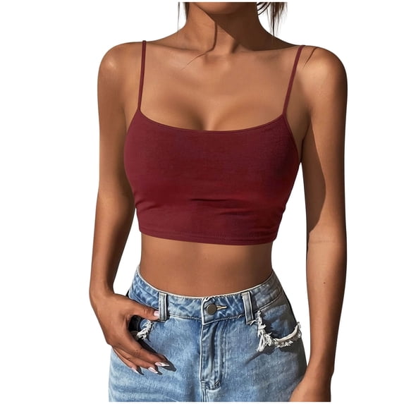 Turilly Fashion Women's Summer Sleeveless Tops U-Neck Solid Color Camisole Tank Spaghetti Top