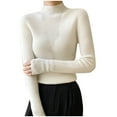thumbnail image 1 of Turilly Fashion Women's Winter Sweaters Casual Semi High Neck Solid Color Loose Base Knitted Sweater, 1 of 4
