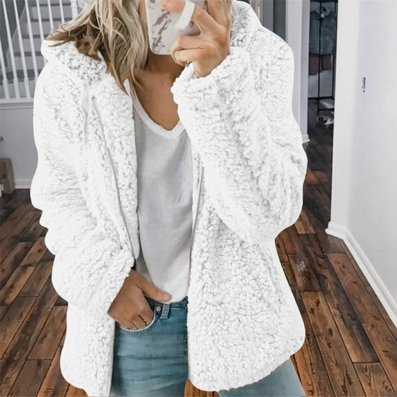 Turilly Fashion Womens Warm Faux Coat Jacket Winter Zipper Solid Long Sleeve Outerwear