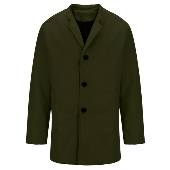 Turilly Fleece Jackets for Men Men's Fashion Casual Solid Color Buttons Pockets Long Sleeve Hoodless Casual Long Outwear Trench Coat