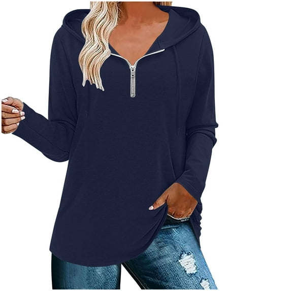 Turilly Half Zipper Tops for Women Comfort Women's Loose Fitting Long Sleeved Hoodie Sports Top