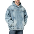 thumbnail image 1 of Turilly Hoodies Men Denim Hoodie Long Sleeve Casual Hooded Jacket With Front Pocket, 1 of 6