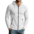 thumbnail image 1 of Turilly Hoodies Men Waffle Knit Zip Up Hoodie Solid Color Casual Lightweight Jacket, 1 of 9