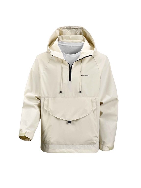 Hoodies Mens Half Zip Hooded Windbreaker With Front Pocket Lightweight Outdoor Jacket