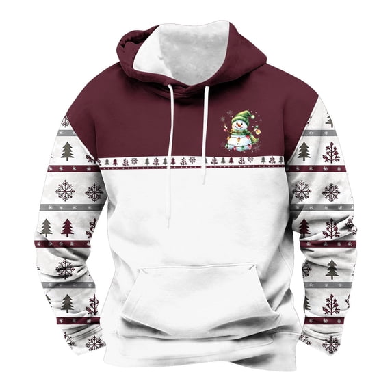 Turilly Hoodies Mens Holiday Christmas Print Pullover Hoodie Long Sleeve Casual Sweatshirt Top