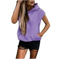 thumbnail image 1 of Turilly Hoodies for Women Under $10 Fashion Womens Sleeveless Round Neck Solid Hoodie Blouse Causal Pullover Tops Hooded Sweatshirts, 1 of 6