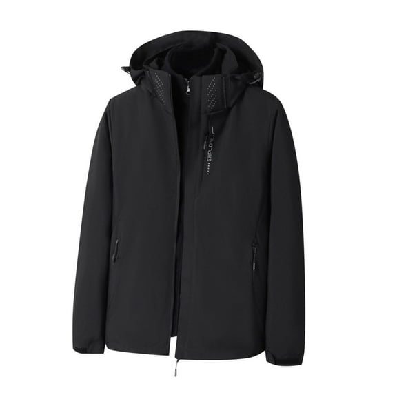 Turilly Jackets for Men Man Solid Color Water Resistance Zipper Pockets Detachable The Lining Hooded Outdoor Jacket Coat