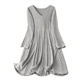thumbnail image 1 of Turilly Knee-Length Dresses for Women Ladies' Fashionable Solid Color V-Neck Back Pleated Pocket Long Sleeved Button Long Knitted Dresses, 1 of 6