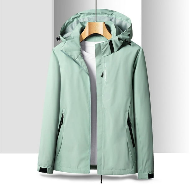 Turilly Ladies Coats and Jackets for Winter Women s Outdoor Solid Color Single Layer Sprint Coat Zipper Loose Casual Hooded Coat Size Large Green