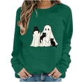thumbnail image 1 of Turilly Cute Women's Halloween Graphic Pullover Sweatshirt Long Sleeve Crewneck Ghost with Cats Design for Festive Fall Outings, 1 of 6