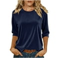thumbnail image 1 of Turilly Ladies' Gold Velvet Round Neck Tops 3/4 Sleeve Casual Comfortable T-Shirt Shirt, 1 of 5