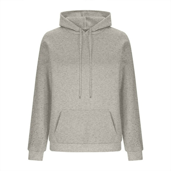 Turilly Ladies Rhinestone Hoodies Long Sleeve Tops Blouse Women's Fashion Casual Hooded Sweatshirts