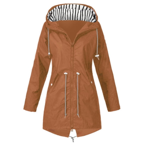 Turilly Lady Coats Winter Plus Size Jackets Women Solid Rain Jacket Outdoor Hooded Raincoat Windproof Top