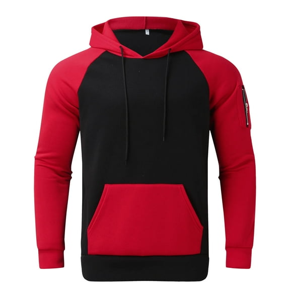 Turilly Long Sleeve Multicolor Hoodie Men's Fleecy Zipper Pocket Top for Autumn Winter Hooded Sweatshirts
