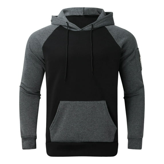 Turilly Long Sleeve Multicolor Hoodie Men's Fleecy Zipper Pocket Top for Autumn Winter Hooded Sweatshirts
