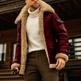 thumbnail image 1 of Turilly Men Casual Solid Turndown Winter Thicken Cool Zipper Patchwork Jacket, 1 of 1