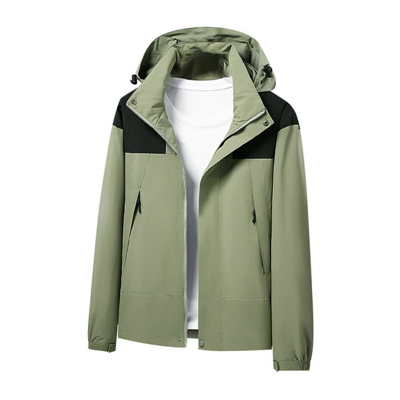 Turilly Men Three-in-one Splice Solid Color Outdoors Mountaineering Wearproof Warm Zipper Multi-Pocket Fleece Lnner Lap Coat Long Sleeve Jacket