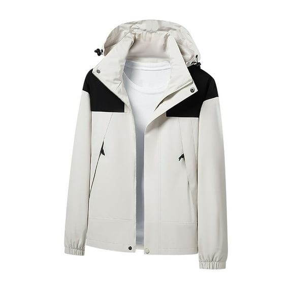 Turilly Men Three-in-one Splice Solid Color Outdoors Mountaineering Wearproof Warm Zipper Multi-Pocket Fleece Lnner Lap Coat Long Sleeve Jacket