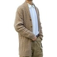 thumbnail image 1 of Turilly Men's Button Turn-down Collar Knitwear Long Sleeve Cardigan Sweater Woolen Coat, 1 of 4