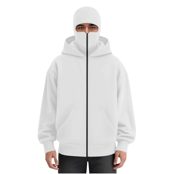 Turilly Men's Cargo Jackets Solid Color Pocket Sports Training Warm Long Sleeved Double Hat Hooded Casual