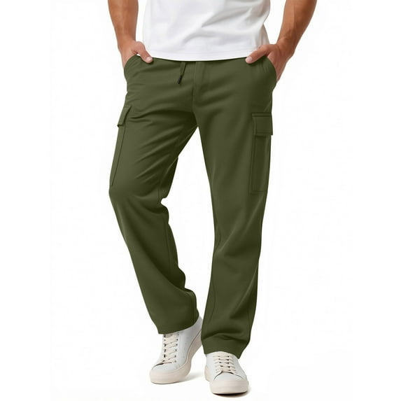 Turilly Men's Casual Sport Pants Pocket Drawstring Solid Color Elastic Waist Jogger Sweatpants