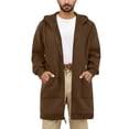 thumbnail image 1 of Turilly Men's Double Breasted Woolen Coats Men's Hoodie Solid Color Mid-length Style Long Sleeve Hooded Casual Outwear Jackets, 1 of 6