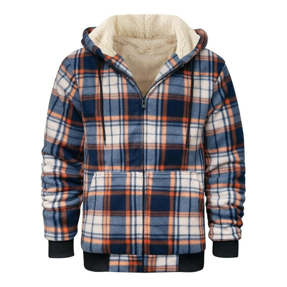 Turilly Men's Fashion Plaid Fleece Jackets Men's Warm Jacket Outerwear Men's Clothing
