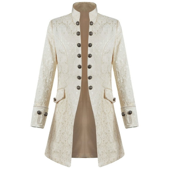 Turilly Men's Gothic Coat Coat Medieval Standing Collar Court Clothing Standing Collar Retro Slim Coat