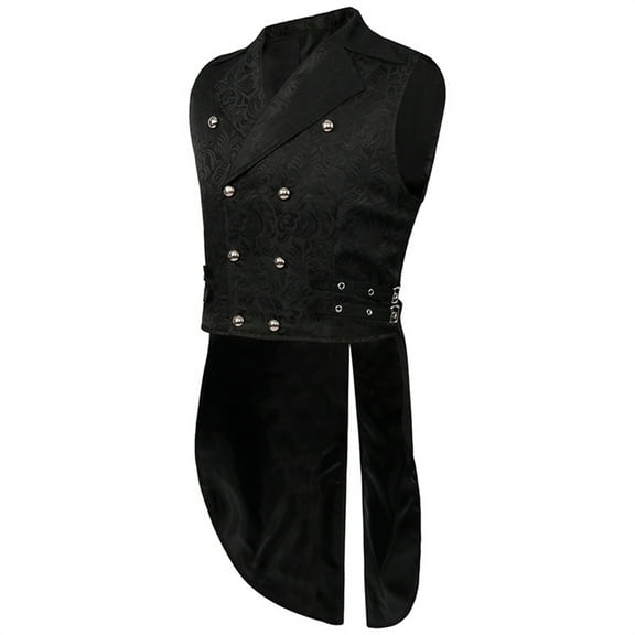 Turilly Men's Gothic Coat Medieval Standing Collar Court Clothing High Collar Swallowtail Slim Coat