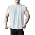 thumbnail image 1 of Turilly Men's Leisure Sport Lightweight Fitness Knit Sleeveless Shirt Threaded Strip High Stretch Crew-Neck Tank Top, 1 of 5