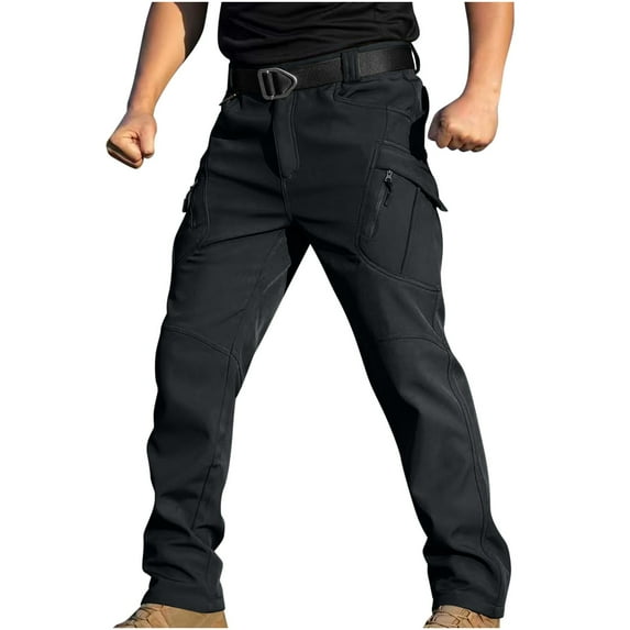 Turilly Men's Lined Cargo Hiking Pants with Multiple Pockets Waterproof Skiing Pants Winter Outdoor Equipment Pants