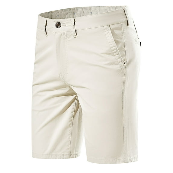 Turilly Men's Shorts Solid Color Casual Five-point Pants Shorts with Pockets Button Pants