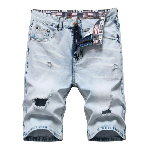 Turilly Men's Shorts Denim Shorts With Micro Elastic Fit Button Zipper Pockets For Casual Pants Shorts