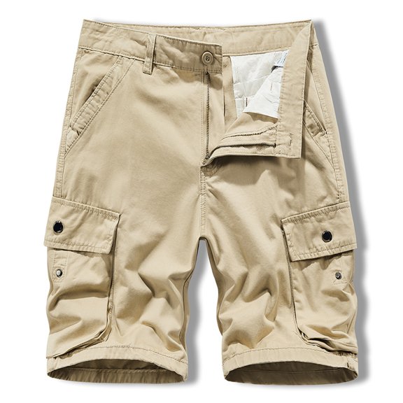 Turilly Men's Shorts Summer Outdoors Casual Solid Color Button Multi-pocket Sport Shorts Pants