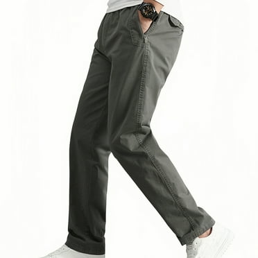 Turilly Men's Solid Casual Pocket Outdoor Elastic Waistbelt Drawstring Trousers Work Pants