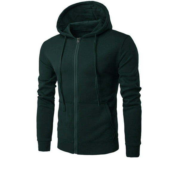 Turilly Men's Solid Color Hooded Cardigan Loose Casual Sports Zipper Hoodie Coat