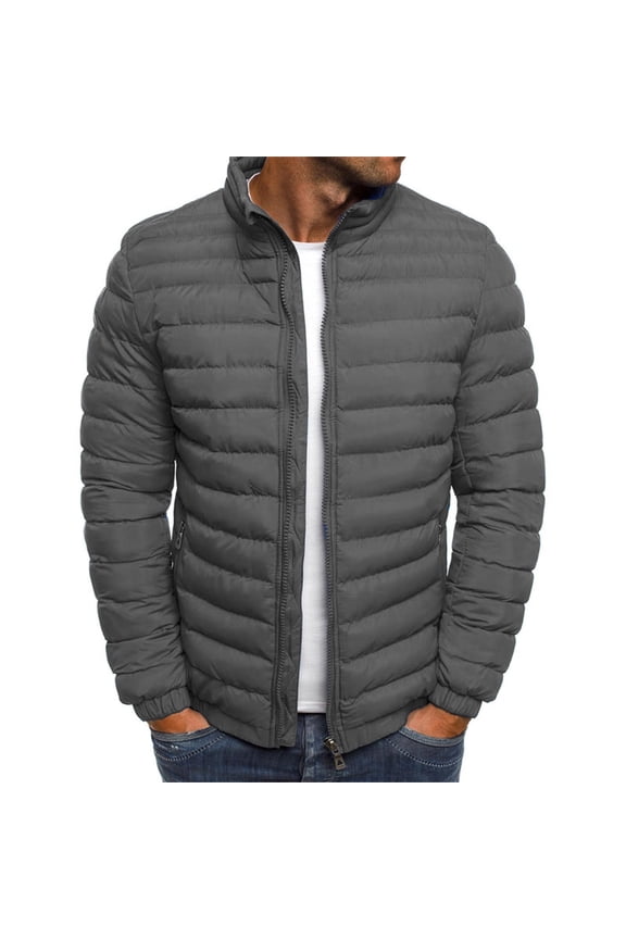 Men's Solid Color Jacket Cotton Padded Jacket Fashion Cotton Padded Jacket Men's Warm Cotton Padded Jacket