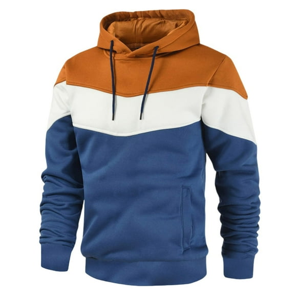 Turilly Men's Solid Color Long Sleeve Hooded Coats Tricolor Patchwork Cardigan Loose Casual Sports Zipper Hoodie Coat