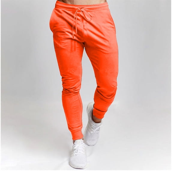 Turilly Men's Sports Pants Foot Binding Casual Stretch Breathable Fitness Pants Running Training Lace-up Elastics Length Pants